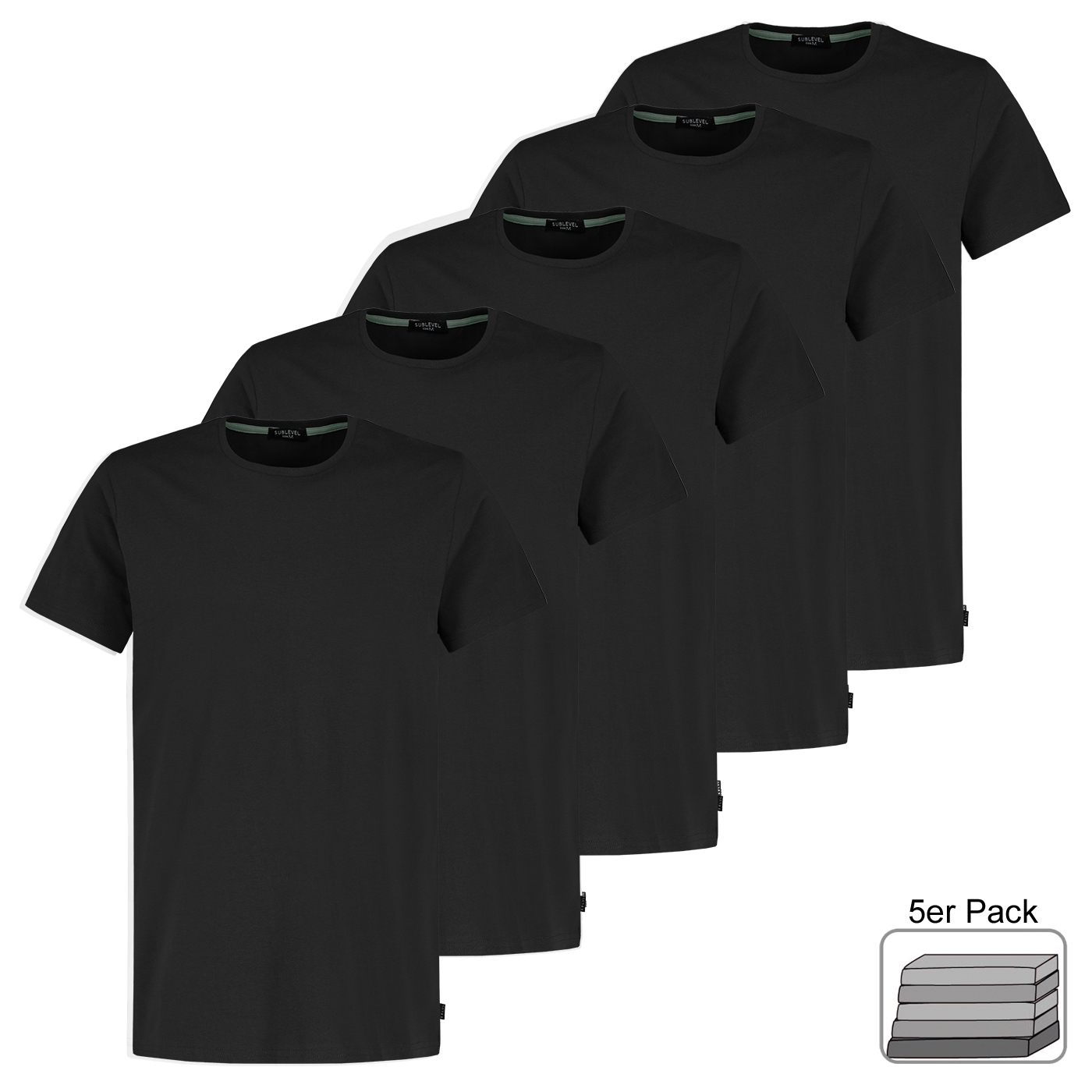 H12022M22500D2PK5_001.jpg 5er-Pack Basic Kurzarm T-Shirts, Rundhals