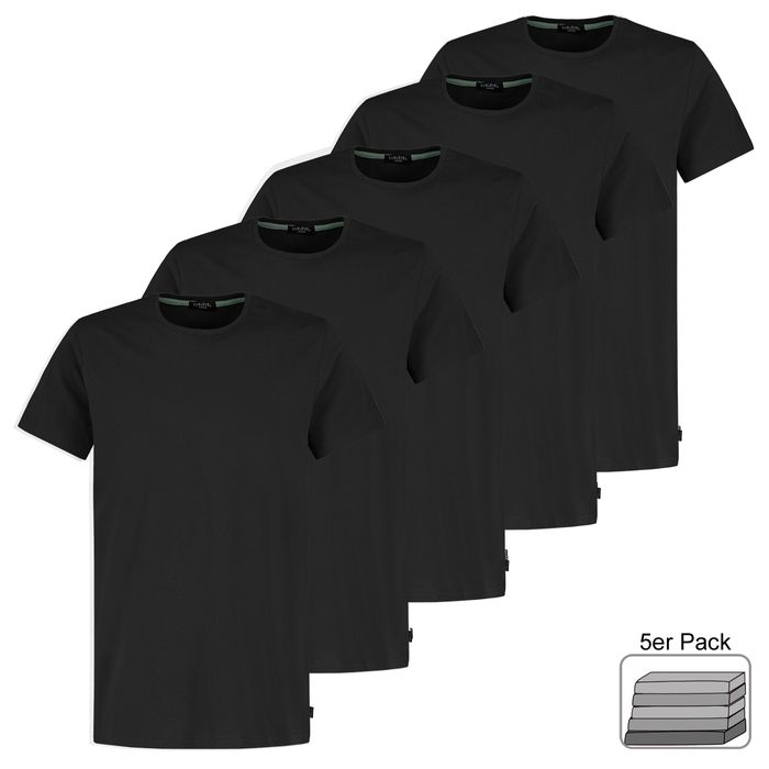 Sublevel Sublevel 5er-Pack Basic Kurzarm T-Shirts, Rundhals – Schwarz, Bild 6