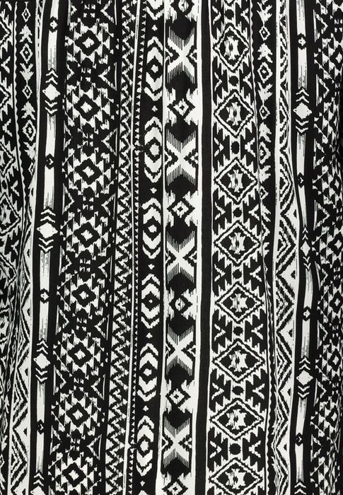 Sublevel Gemusterte Boho Tunika mit Trompetenärmeln – Schwarz, Bild 3