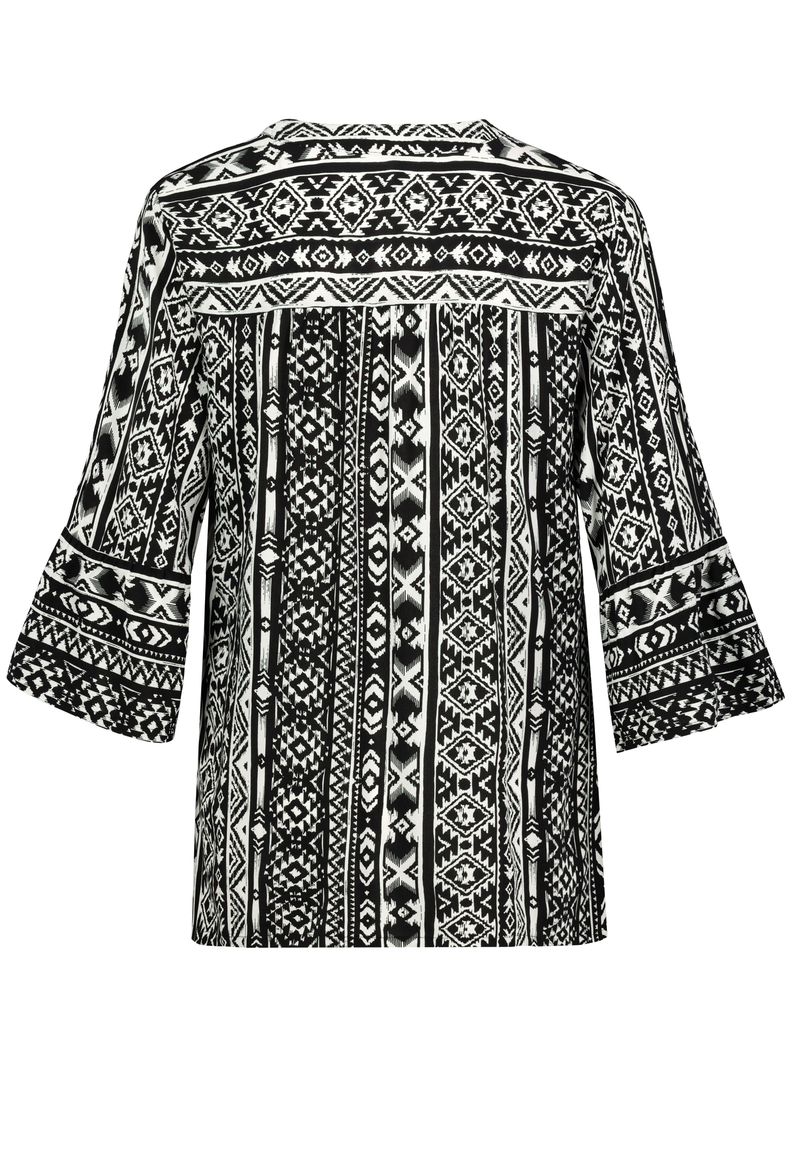 Sublevel Gemusterte Boho Tunika mit Trompetenärmeln – Schwarz, Bild 2