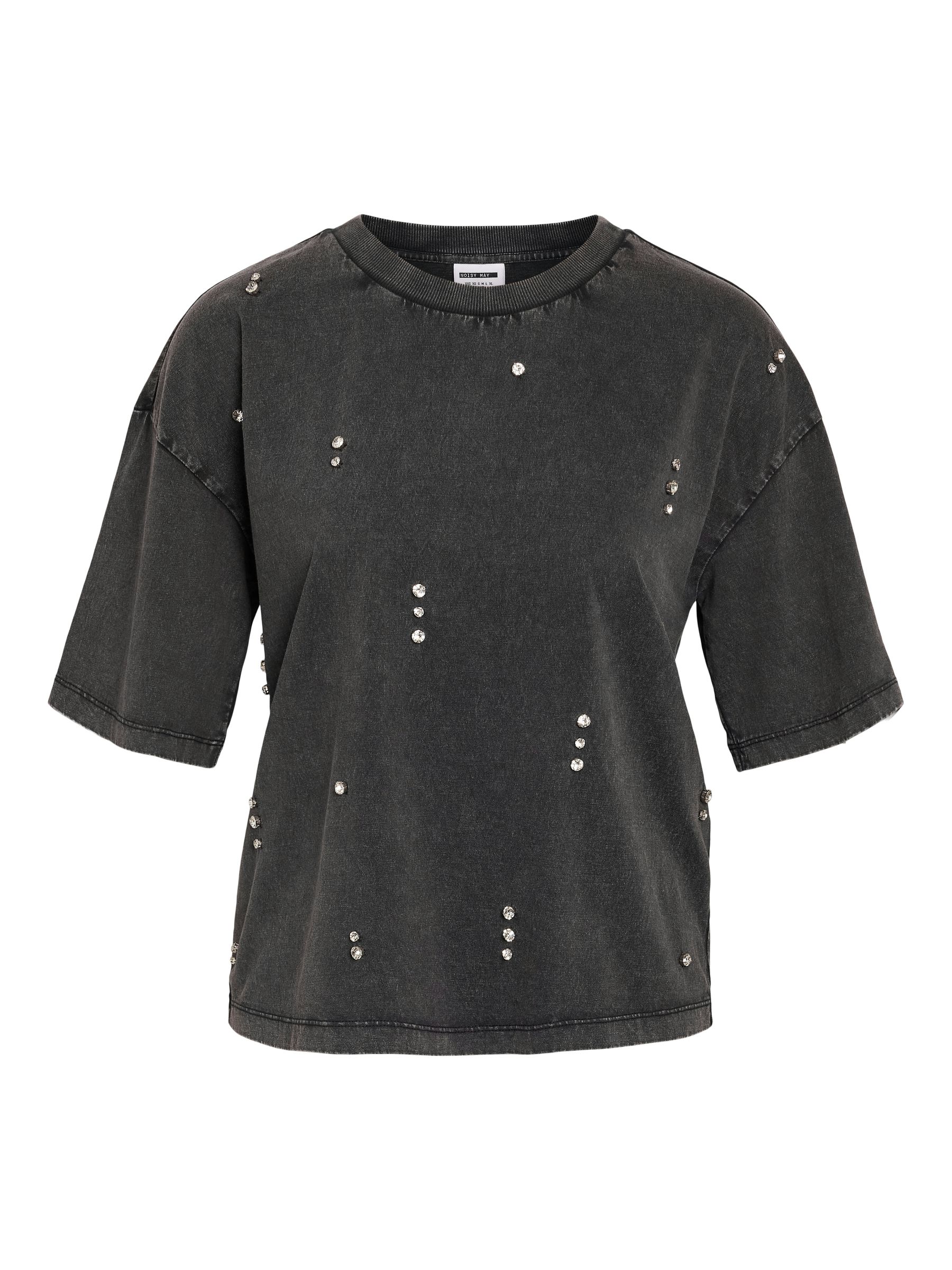 NOISY-MAY_SpringSummer2025_4730517_27033798.jpg Vintage Denim T-Shirt mit Glitzer Steinen & Nieten