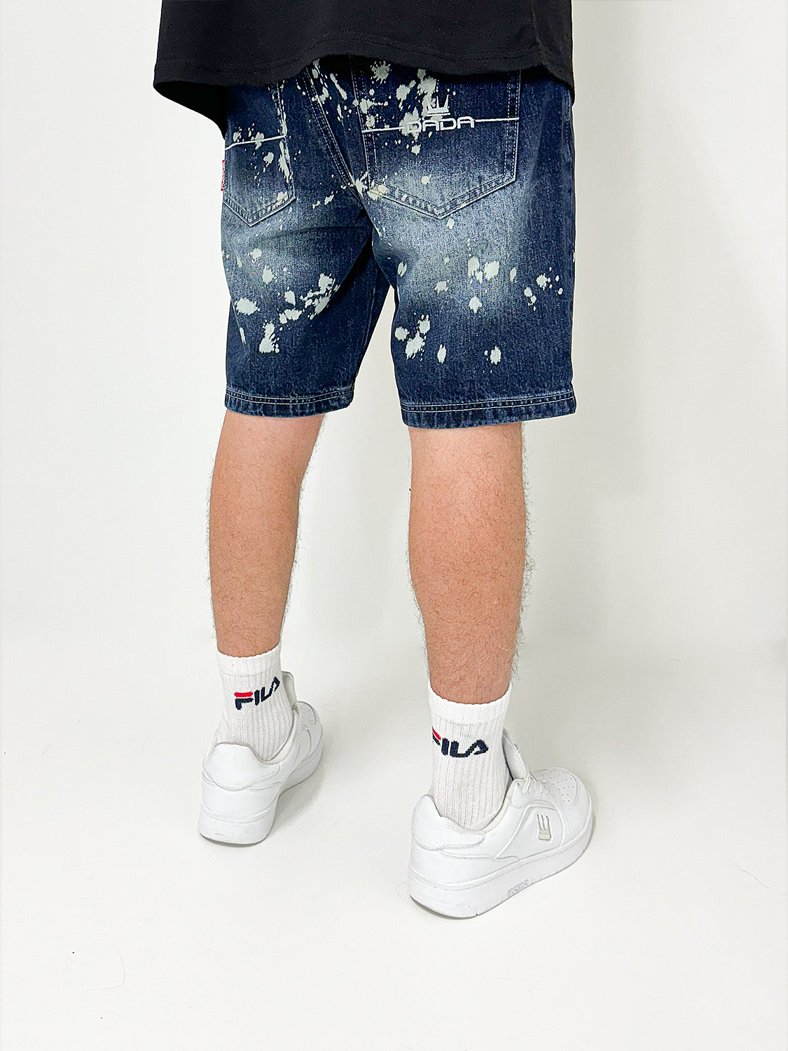 Loose Fit Denim Shorts mit Splatter Print Loose Fit Denim Shorts mit Splatter Print