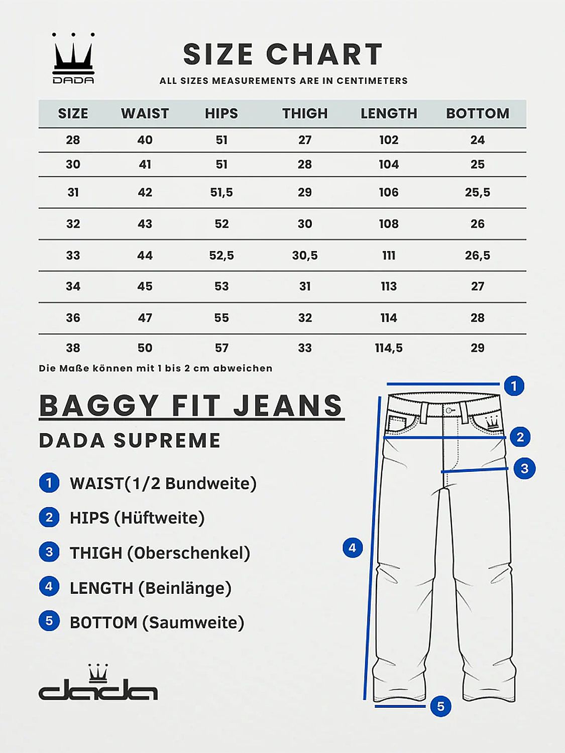 Baggy Fit Jeans mit DADA Stickerei Raw Indigo Baggy Fit Jeans mit DADA Stickerei Raw Indigo