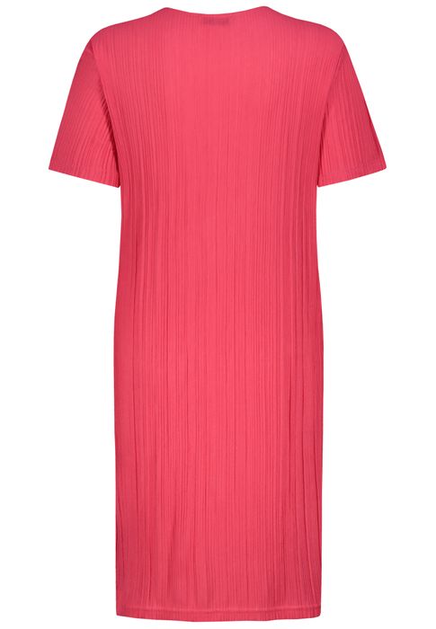 Sublevel Geripptes Kleid mit kurzem Ärmel und Rundhals, Farbe: Pink