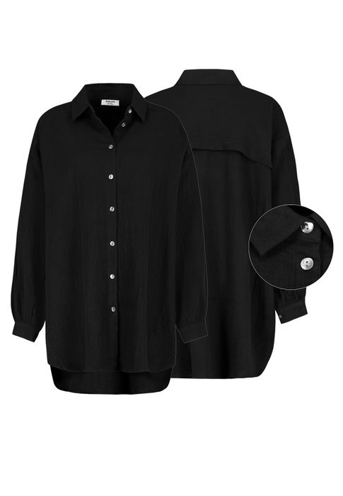 Sublevel Legere Hemd Bluse Musselin mit Knopfleiste – Schwarz, Bild 5
