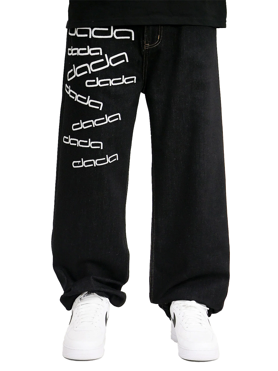 Baggy Denim Jeans mit Dada Logo Stickerei Baggy Denim Jeans mit Dada Logo Stickerei