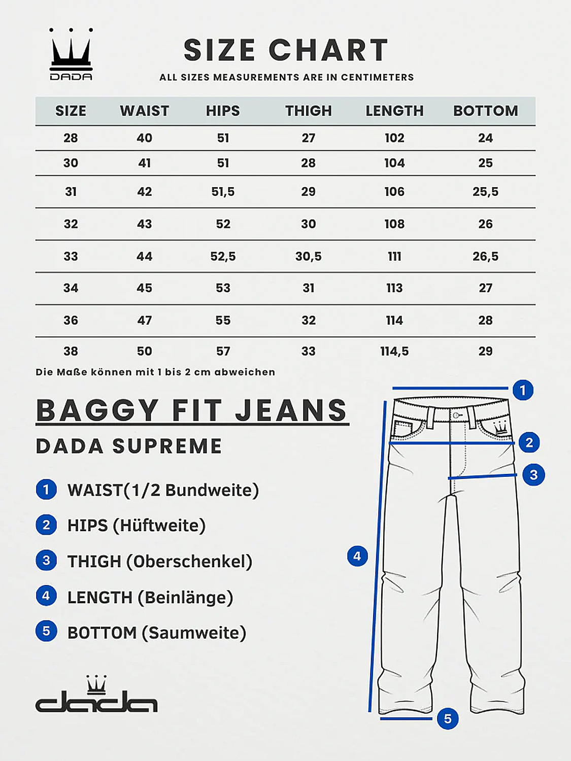 Baggy Denim Jeans mit Dada Logo Stickerei Baggy Denim Jeans mit Dada Logo Stickerei