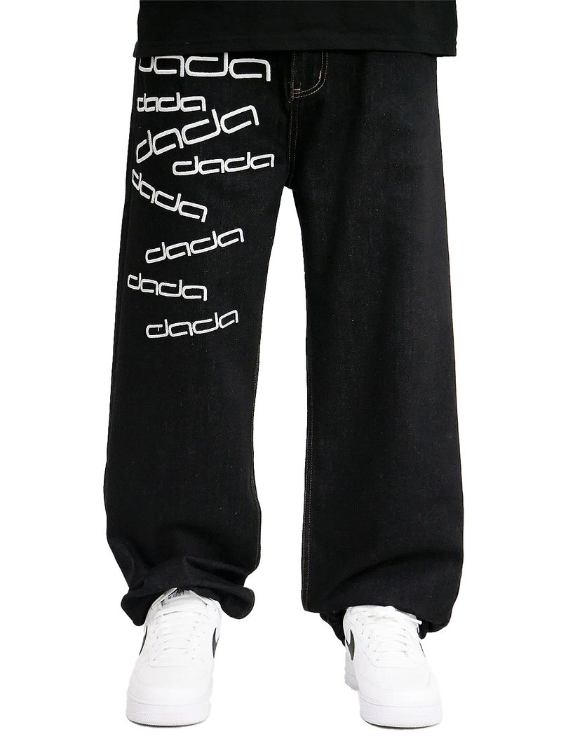 DADA Supreme DADA Supreme Baggy Denim Jeans mit Dada Logo Stickerei – Schwarz, Bild 1