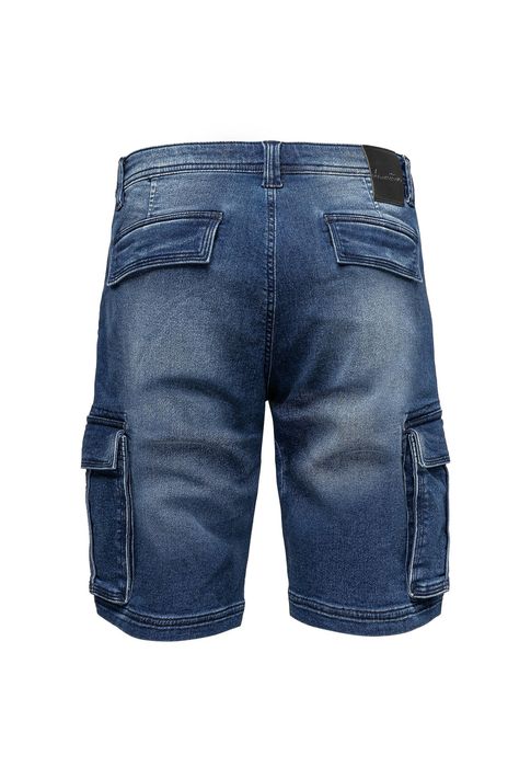 HUMY Cargoshorts aus Denim mit Waschung und Stretch A&S, Farbe: Dunkelblau