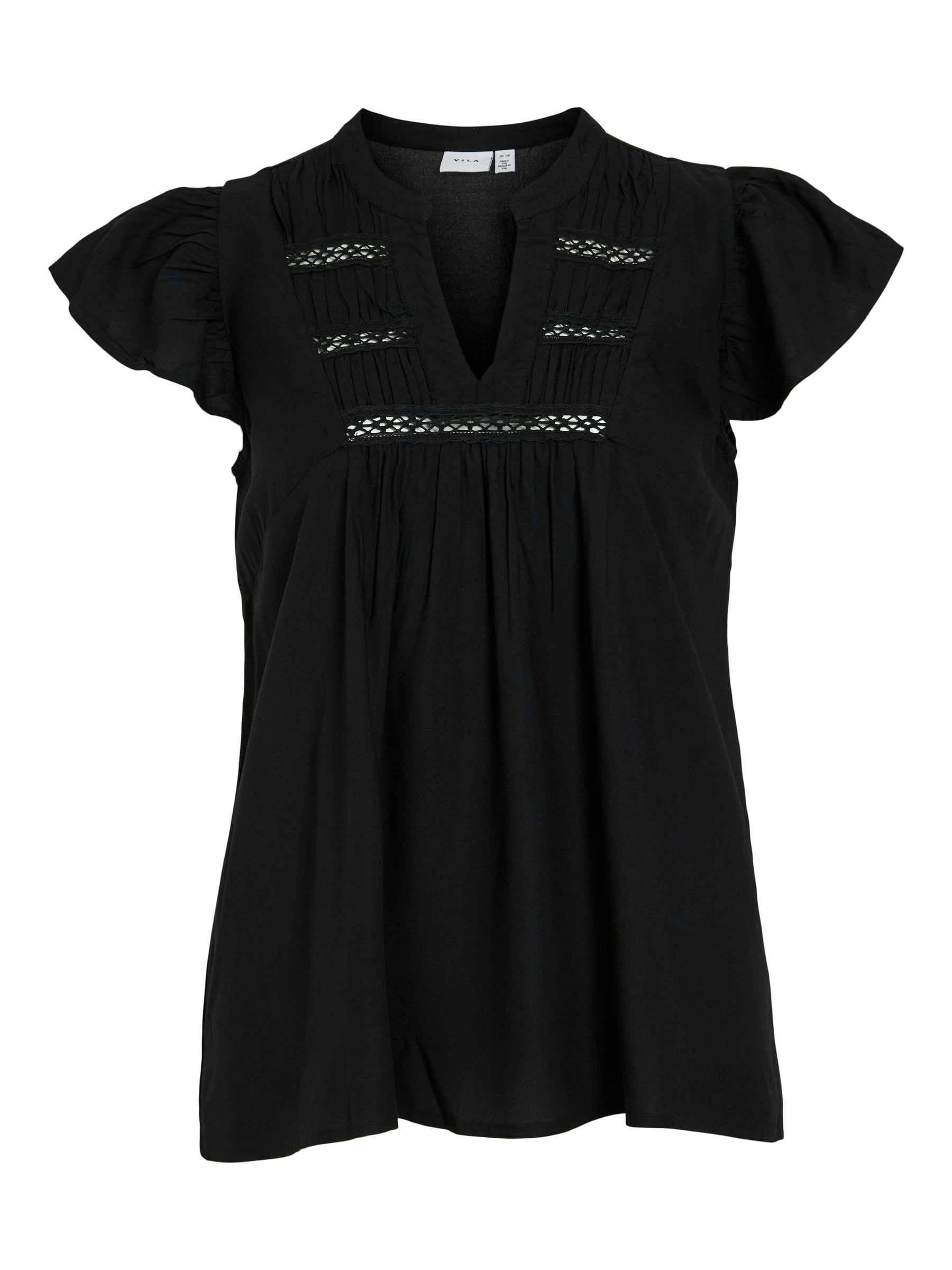 VILA_SpringSummer2025_4829851_14106953.jpg Kurzarm Bluse mit Rüschen und Spitzendetails
