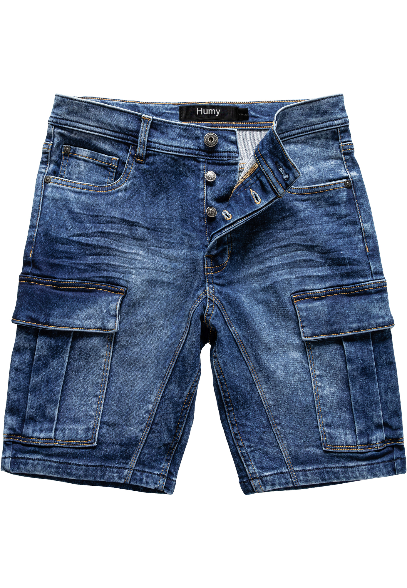 Denim Cargoshorts mit Stretchbund und Knopfleiste A&S Denim Cargoshorts mit Stretchbund und Knopfleiste A&S