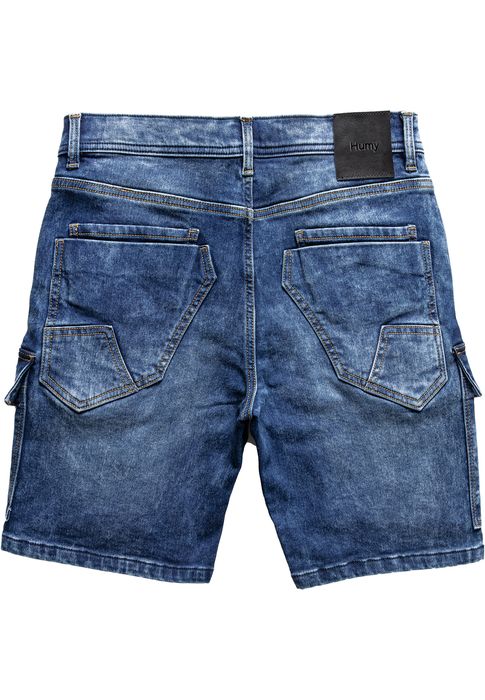 HUMY Denim Cargoshorts mit Stretchbund und Knopfleiste A&S, Farbe: Dunkelblau