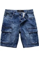 Stretch Jeans Shorts im Cargostyle mit Knopfleiste und Beintaschen  A&S