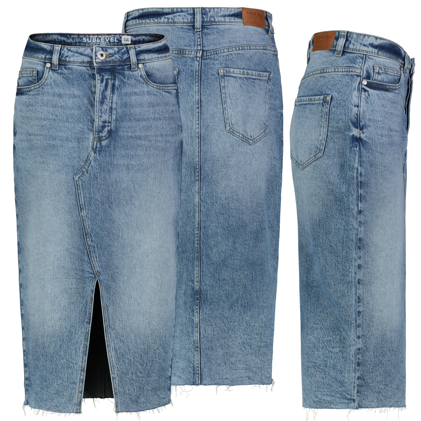 Jeansrock mit Schlitz und ausgefranstem Saum Jeansrock mit Schlitz und ausgefranstem Saum