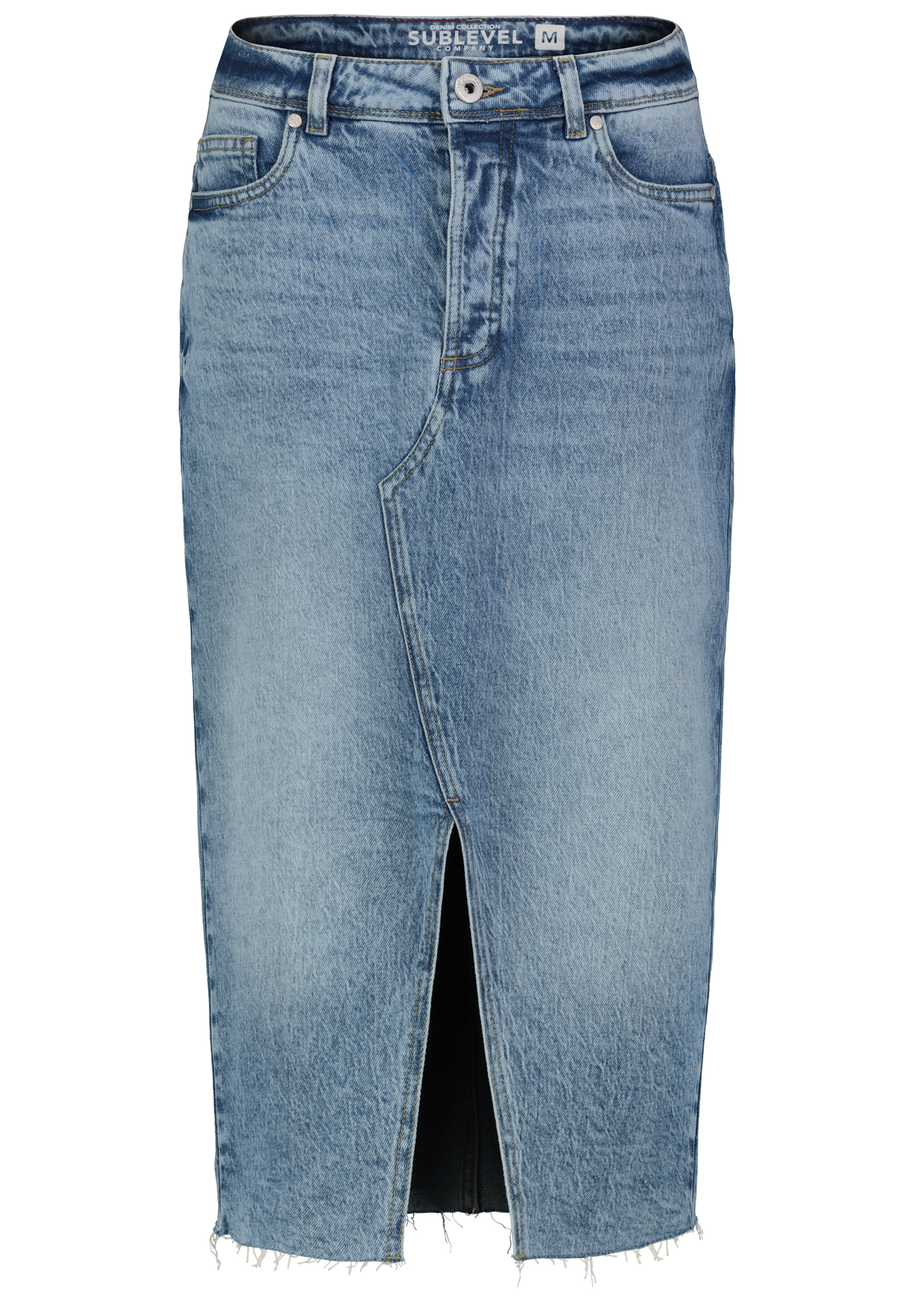 D85079BH50201M303_19300_V.jpg Jeansrock mit Schlitz und ausgefranstem Saum