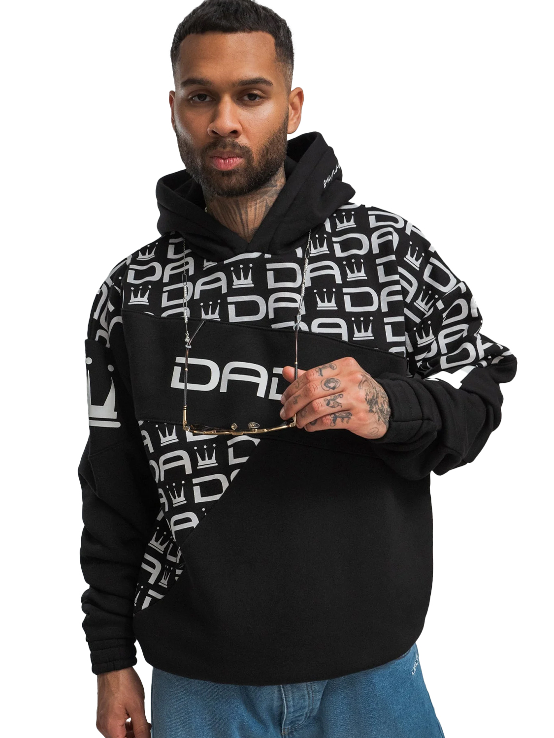 Oversize Hoodie mit Allover Logo Druck und Kapuze Oversize Hoodie mit Allover Logo Druck und Kapuze