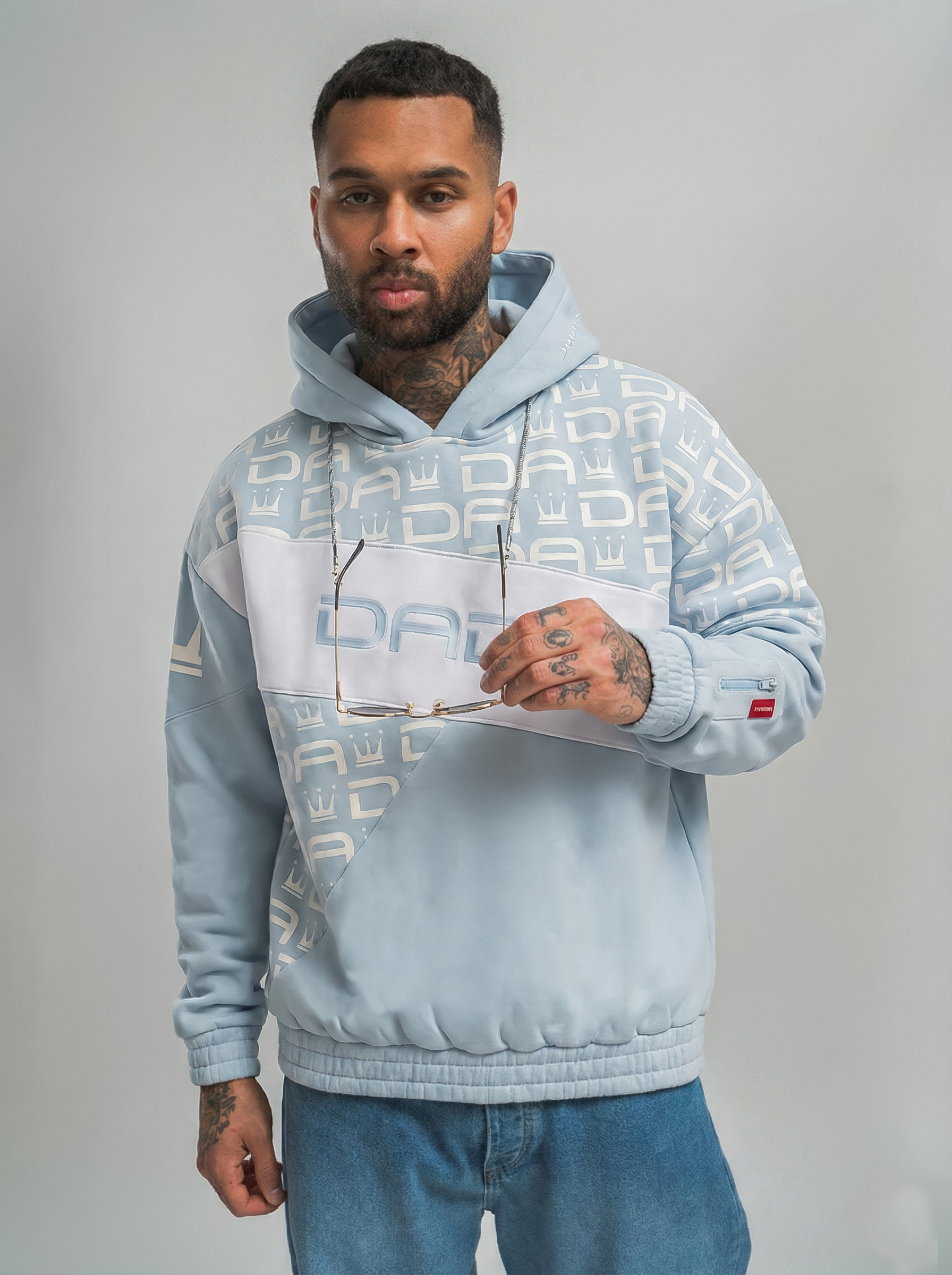 DADA Supreme DADA Supreme Oversize Hoodie mit Allover Logo Druck und Kapuze – Blau, Bild 2