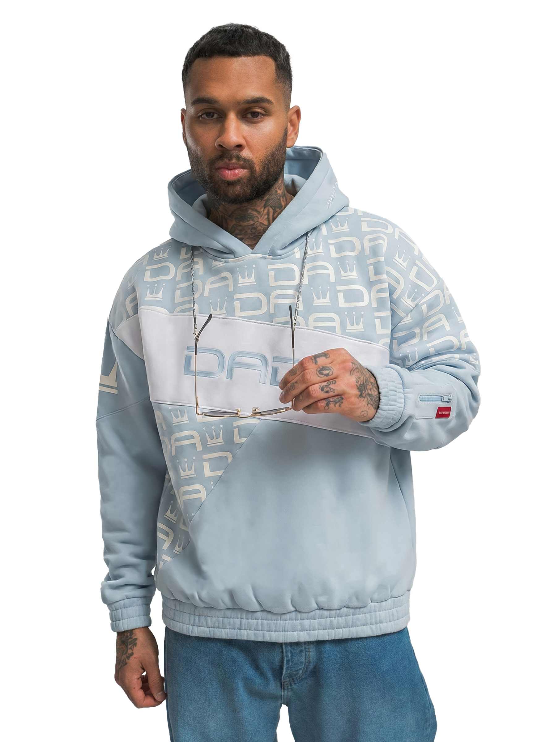 DADA Supreme DADA Supreme Oversize Hoodie mit Allover Logo Druck und Kapuze – Blau, Bild 1