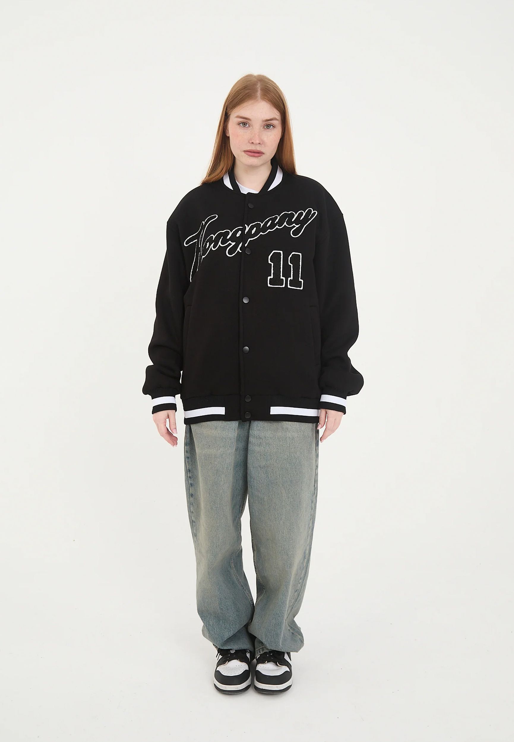 Unisex College Jacke mit Logo Stick und Applikationen Unisex College Jacke mit Logo Stick und Applikationen