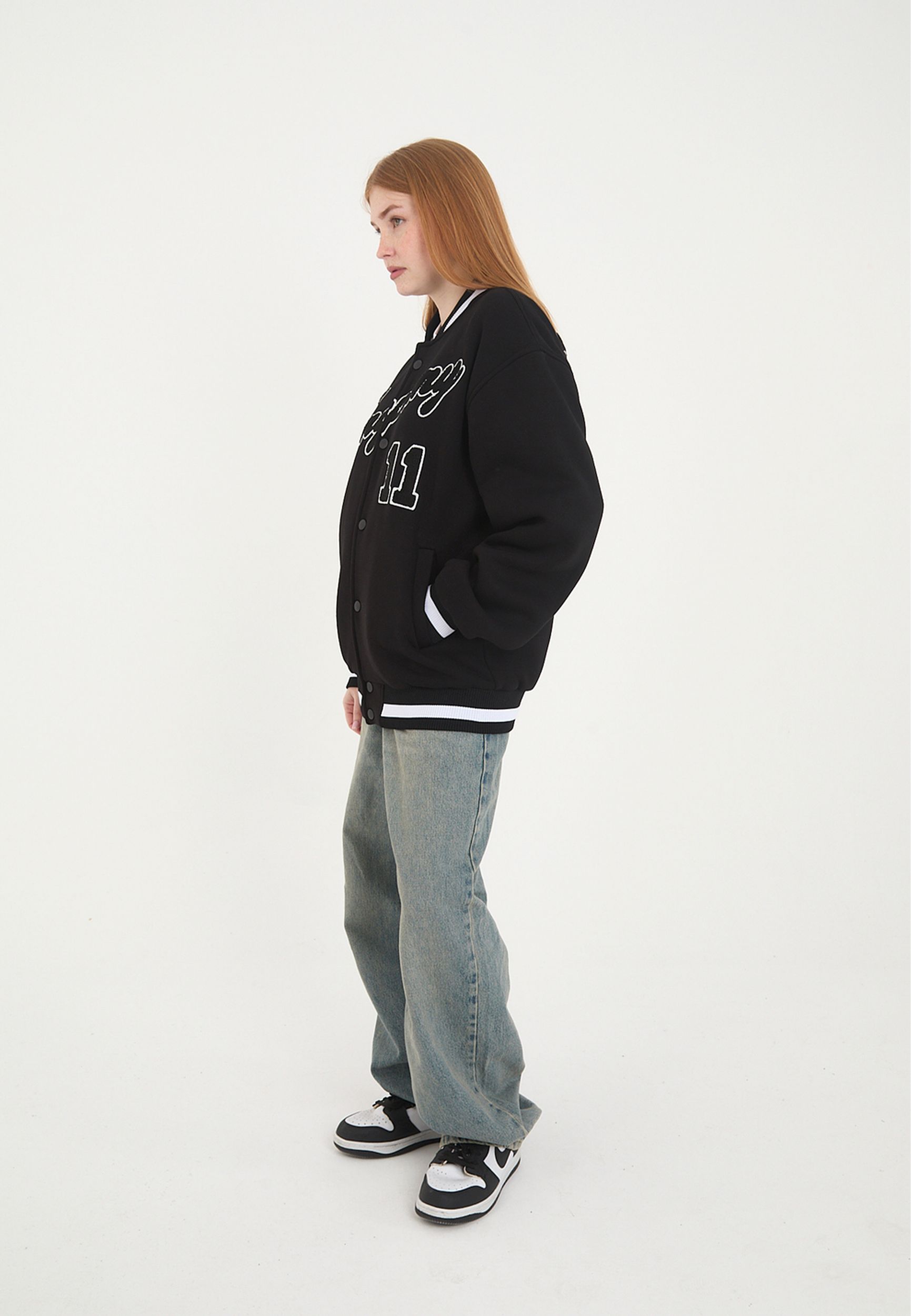 Unisex College Jacke mit Logo Stick und Applikationen Unisex College Jacke mit Logo Stick und Applikationen