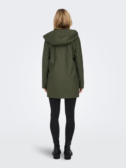Only Regenmantel mit Kapuze und Druckknöpfen – Olive, Bild 3