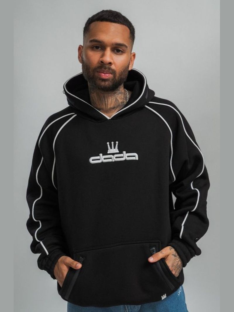 DADA Supreme DADA Supreme Hoodie Logo Kontrastdetails Stickereien Ärmeltasche – Schwarz, Bild 1