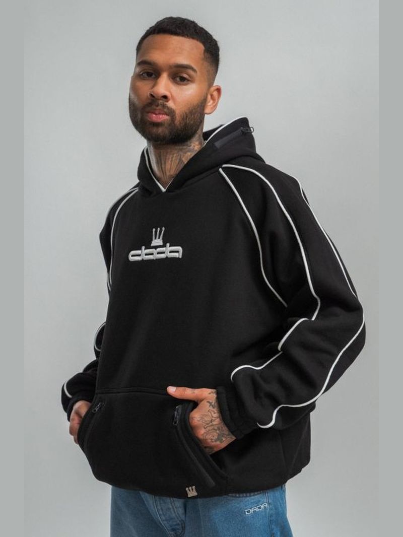 DADA Supreme DADA Supreme Hoodie Logo Kontrastdetails Stickereien Ärmeltasche – Schwarz, Bild 2