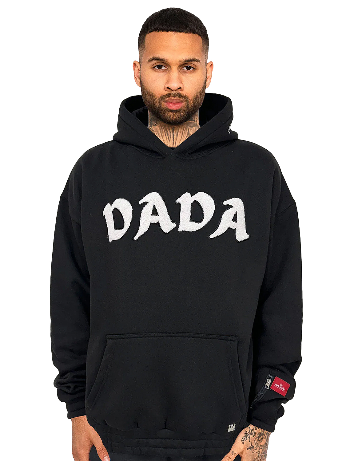 Oversize Hoodie mit Frottee Logo und Zip-Tasche am Ärmel Oversize Hoodie mit Frottee Logo und Zip-Tasche am Ärmel