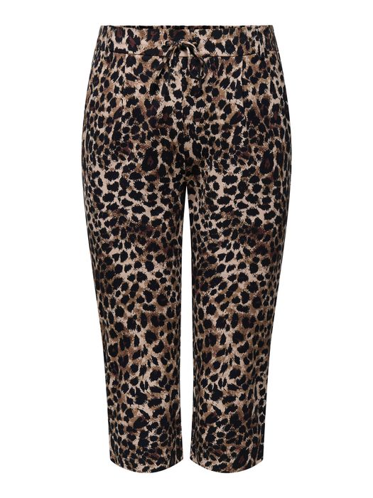 Capri Hose mit Kordelzug und Leopardenmuster , Farbe: Braun