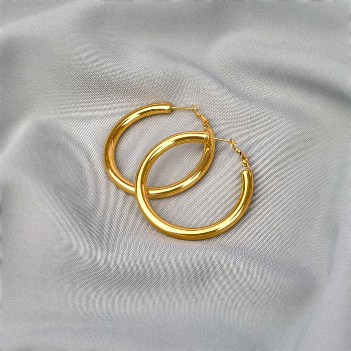 Anely ANELY Glanzvolle große Creolen Ohrringe, klassisches Design – Gold, Bild 4