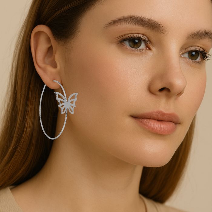ANELY Schmetterling Ohrstecker goldfarben 5 cm, Farbe: Silber