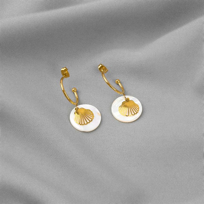Anely ANELY Creolen mit Muschel-Anhänger – Gold, Bild 4