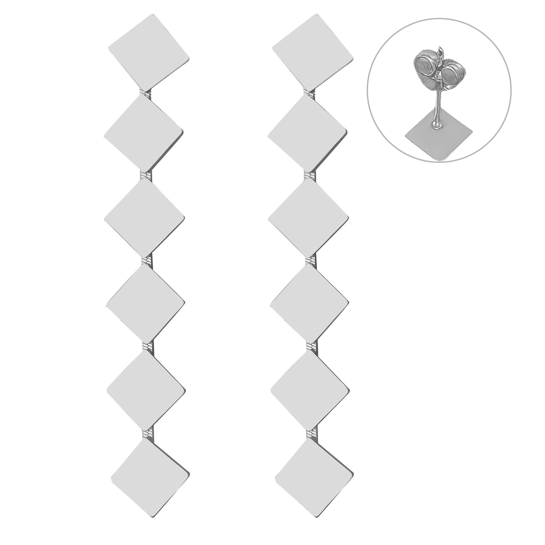 Lange Ohrstecker mit geometrischen Anhängern Lange Ohrstecker mit geometrischen Anhängern