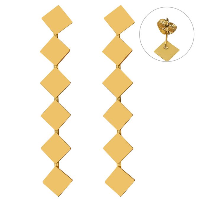 Anely ANELY Lange Ohrstecker mit geometrischen Anhängern – Gold, Bild 3
