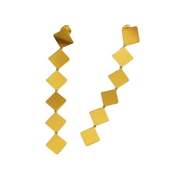 Anely ANELY Lange Ohrstecker mit geometrischen Anhängern – Gold, Bild 4