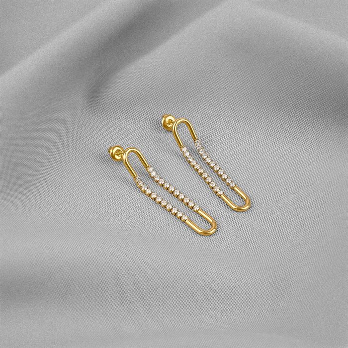 Anely ANELY Lange Ohrstecker mit Glitzer – Gold, Bild 4