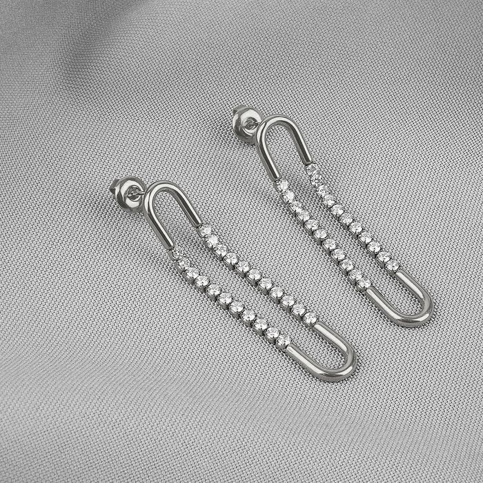 Anely ANELY Lange Ohrstecker mit Glitzer – Silber, Bild 4
