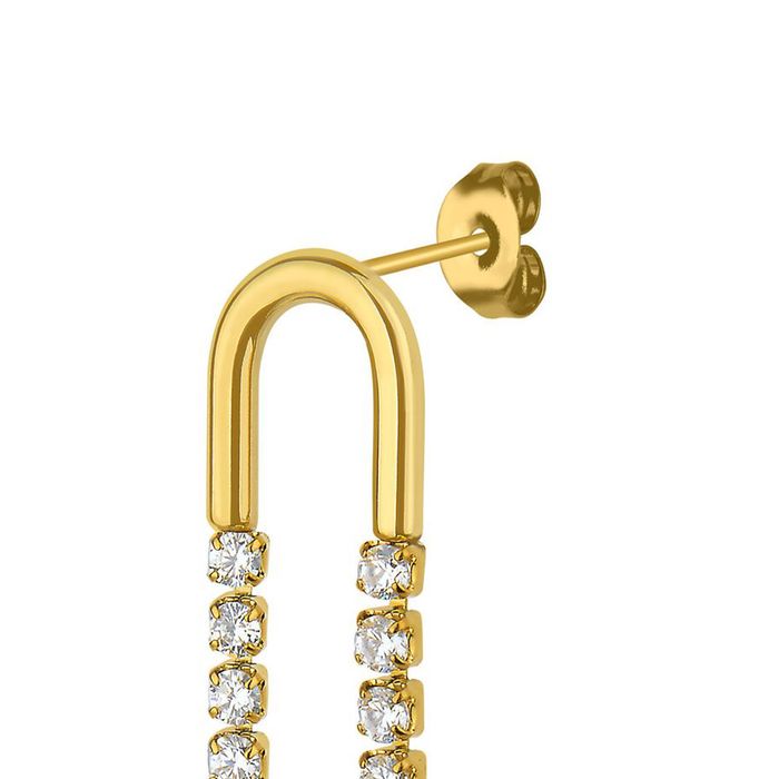 Anely ANELY Lange Ohrstecker mit Glitzer – Gold, Bild 3