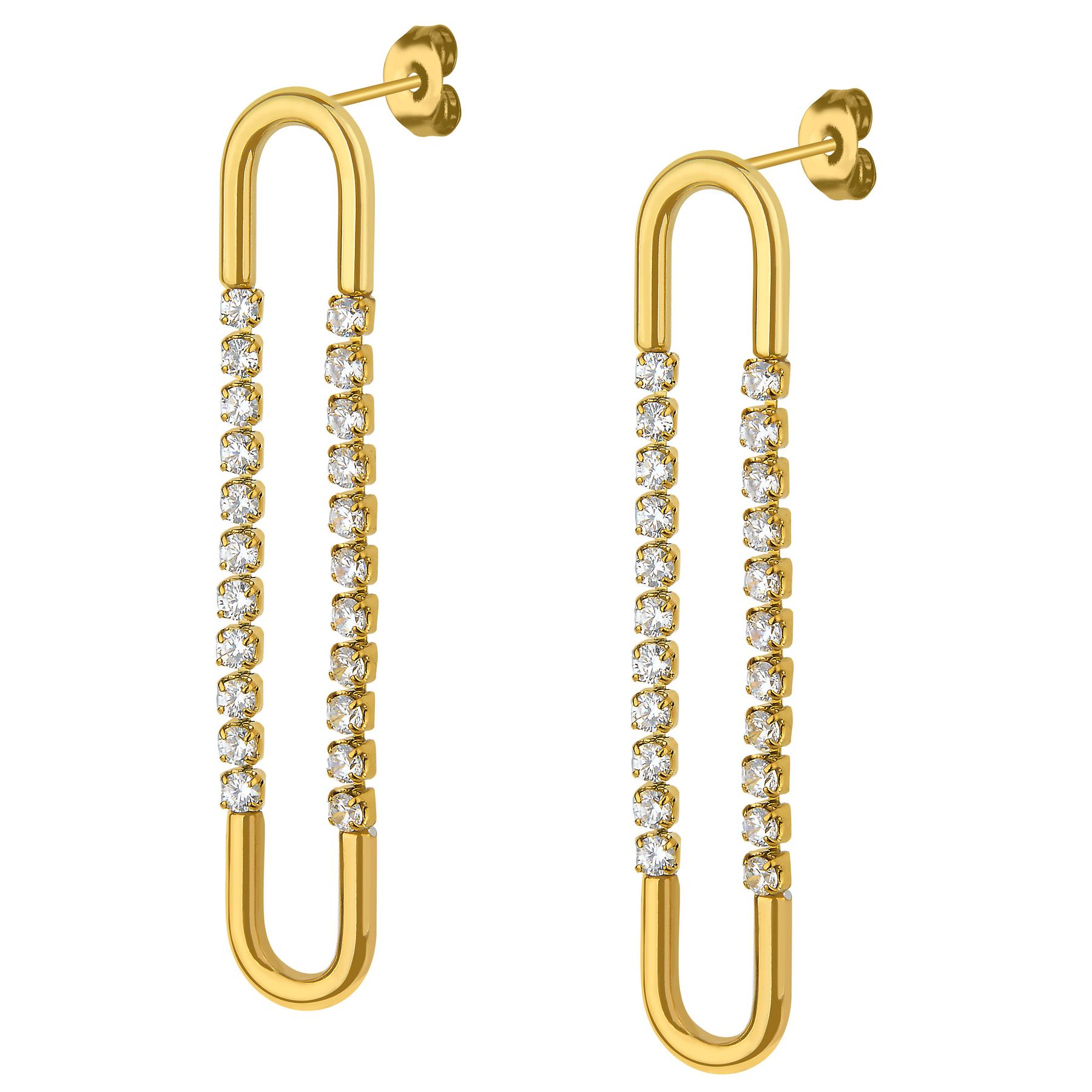 Anely ANELY Lange Ohrstecker mit Glitzer – Gold, Bild 1