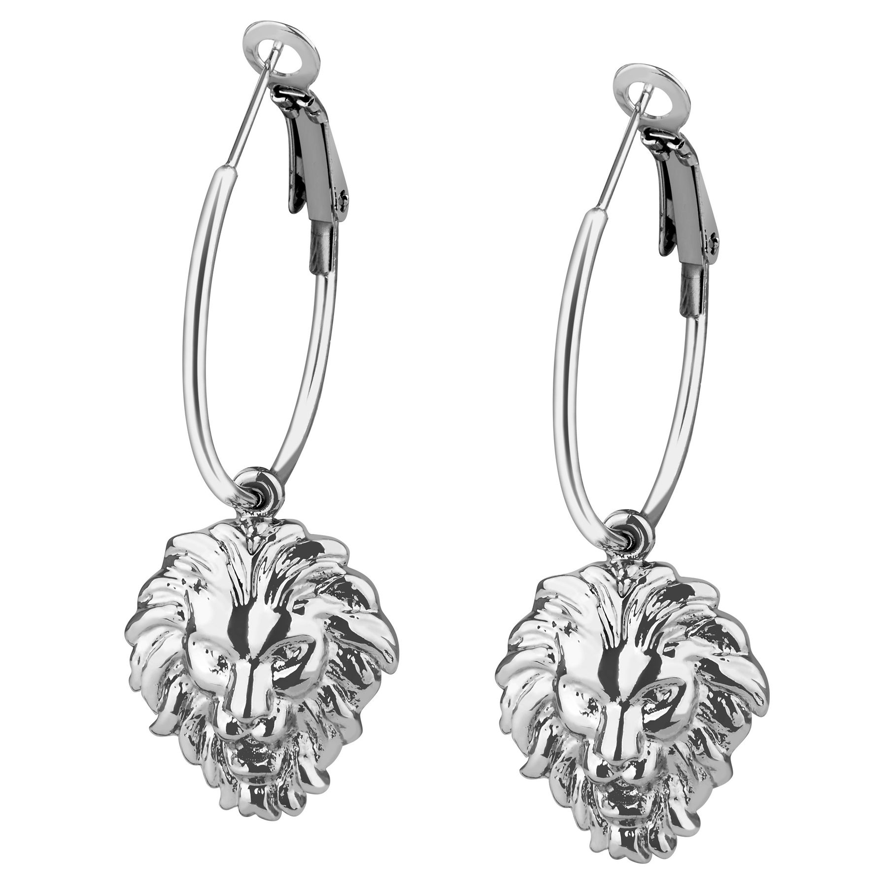 Statement Creolen mit Löwenkopf Anhänger für Damen Statement Creolen mit Löwenkopf Anhänger für Damen