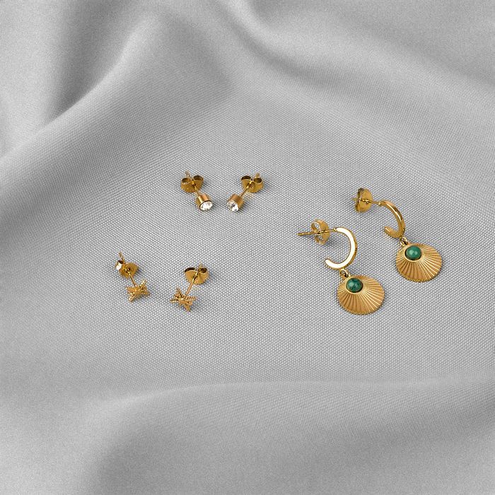 Anely ANELY 3-Teiliges Ohrstecker Schmuckset mit Design – Gold, Bild 4
