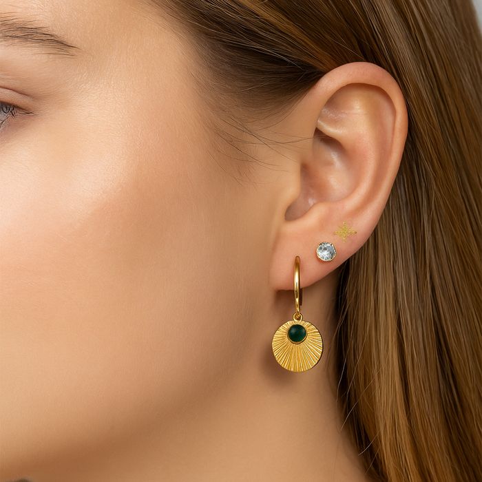 ANELY 3-Teiliges Ohrstecker Schmuckset mit Design, Farbe: Gold