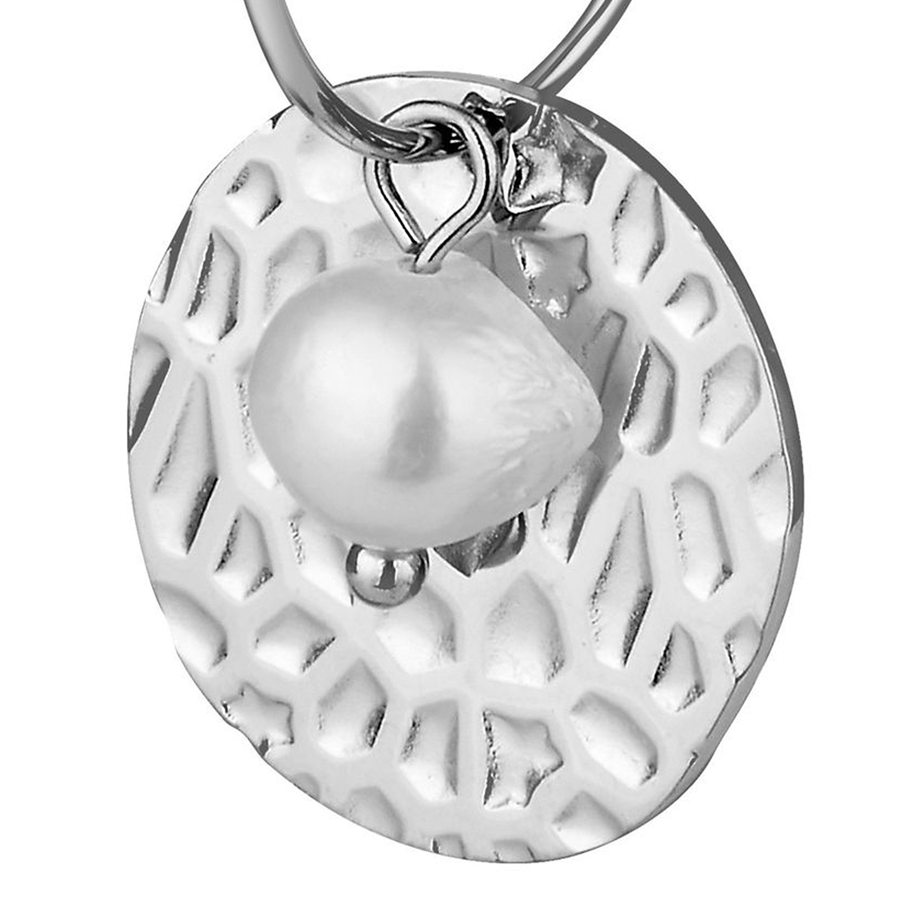 Creolen mit Perle und Strukturplatte Creolen mit Perle und Strukturplatte