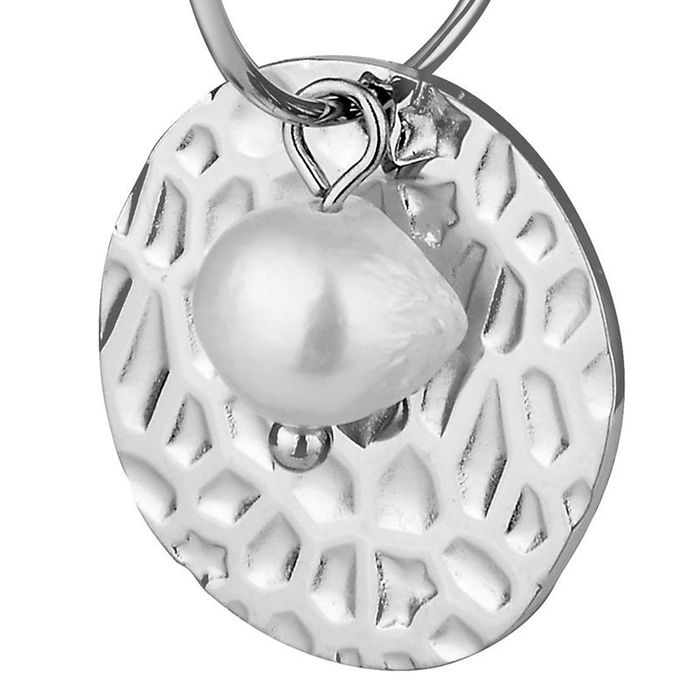 Anely ANELY Creolen mit Perle und Strukturplatte – Silber, Bild 3