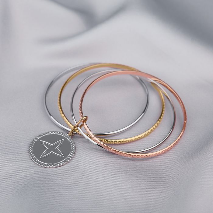 Anely ANELY Schlichtes Armreif Set mit Coin Anhänger – Mehrfarbig, Bild 5