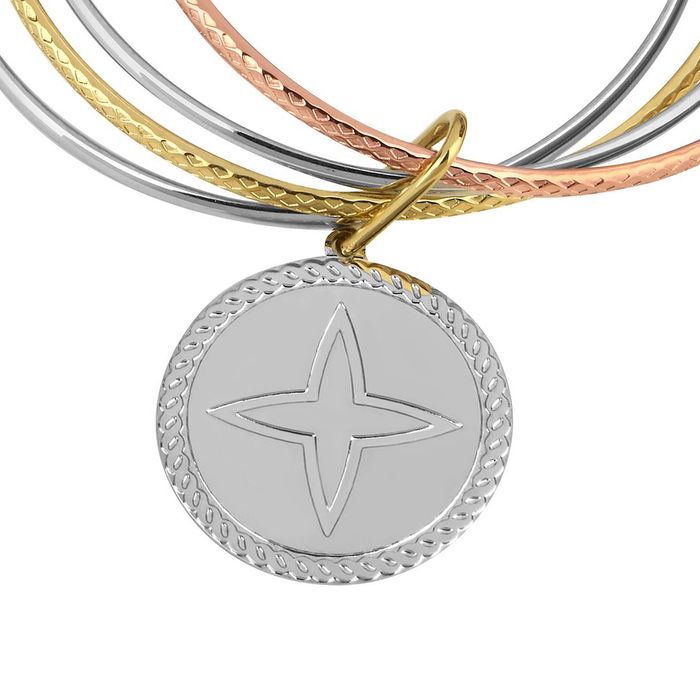 Anely ANELY Schlichtes Armreif Set mit Coin Anhänger – Mehrfarbig, Bild 3