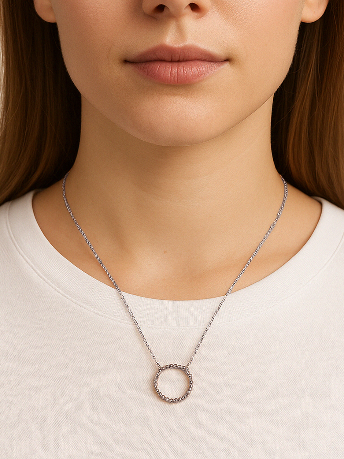 Anely ANELY Filigrane Halskette mit Ringanhänger – Silber, Bild 2