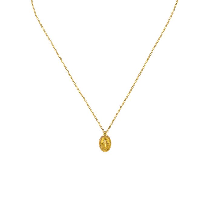 Anely ANELY Halskette mit ovalem Anhänger und Edelstahlkette – Gold, Bild 3