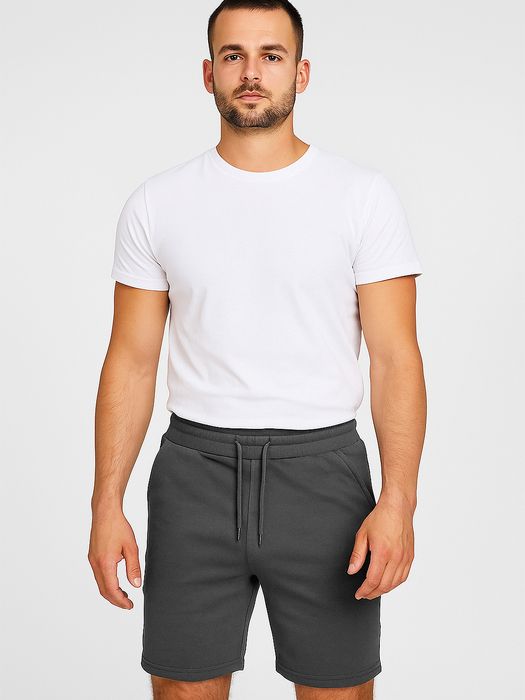 EGOMAXX Bequeme Sweatshorts mit elastischem Bund, Farbe: Dunkelgrau