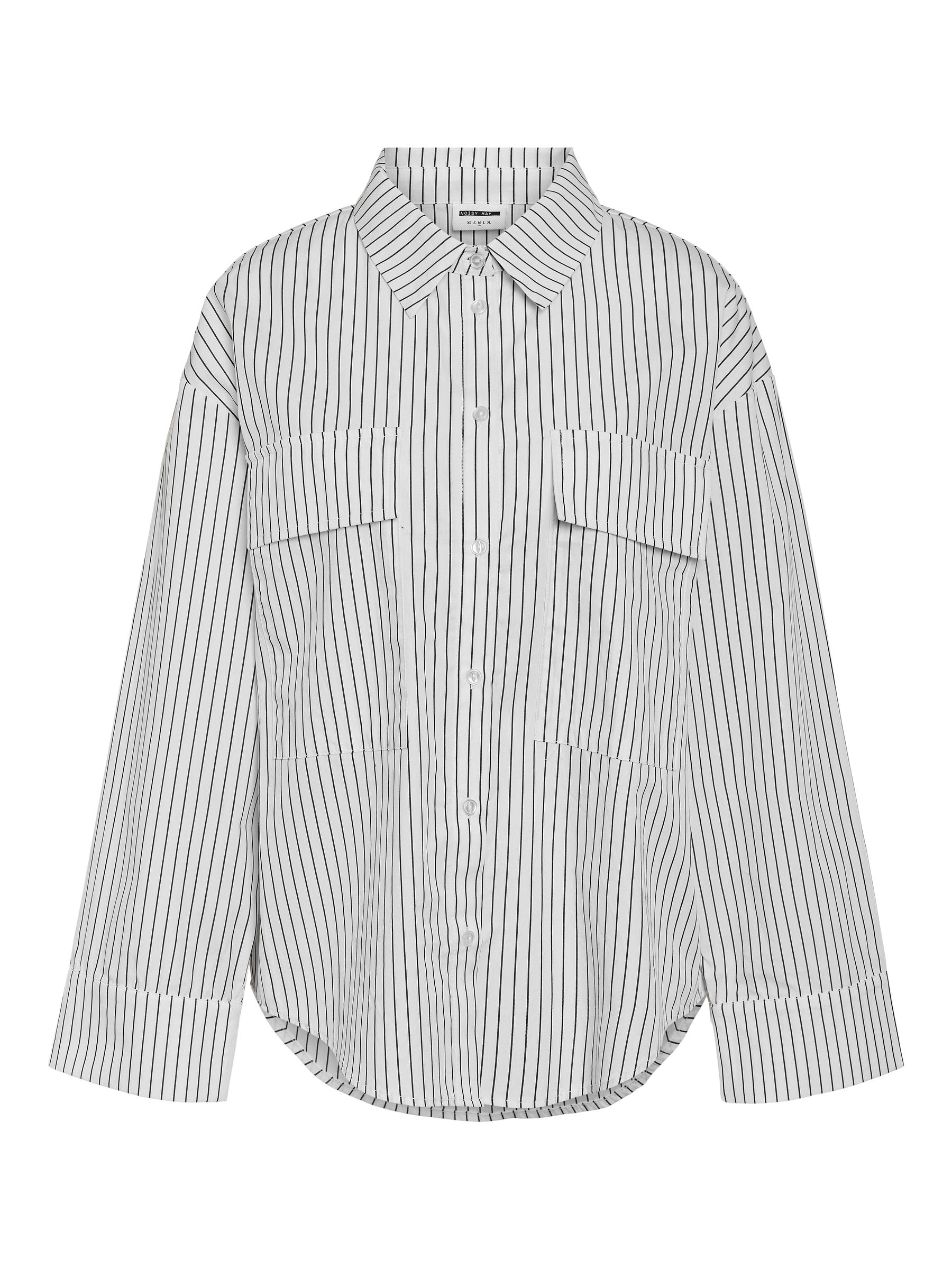 NOISY-MAY_All-year_4793706_27034821.jpg Gestreifte Hemd Bluse mit Knopfleiste und Brusttaschen